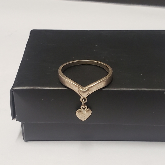 Vintage Jewelry - Vintage Sterling Silver Heart Dangle Ring
